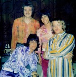 Frank (in purple paisley) and his brother, Larry (in pink), were playing at Jose Feliciano's club in southern California just a few months before they both gave their lives to Christ.                                                  